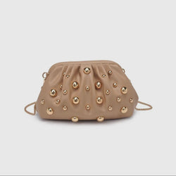 Carey Studded Clutch - Natural