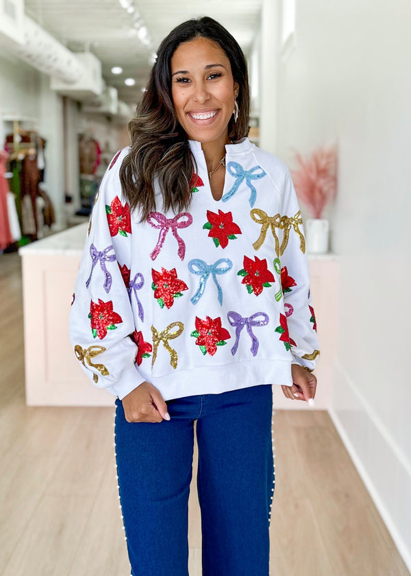 Bow and Poinsettia Sweatshirt