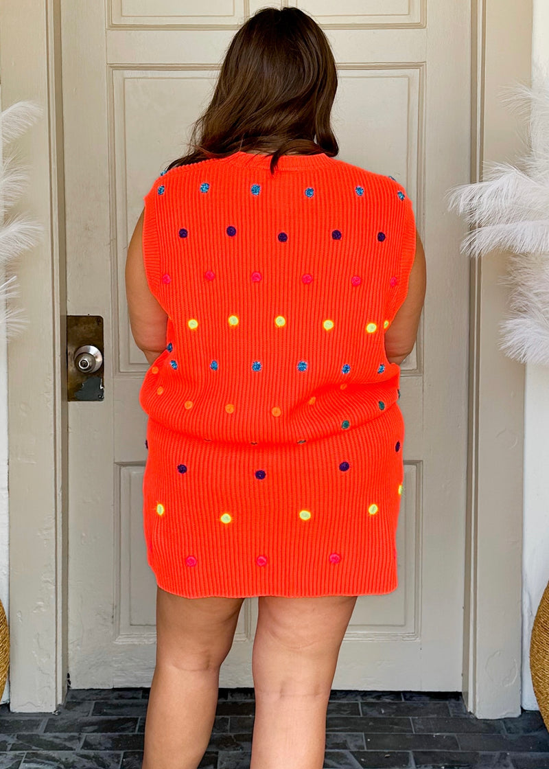 Neon Orange Polka Dot Sweater