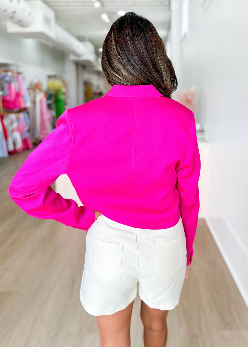 Sigrid Cropped Fuchsia Blazer