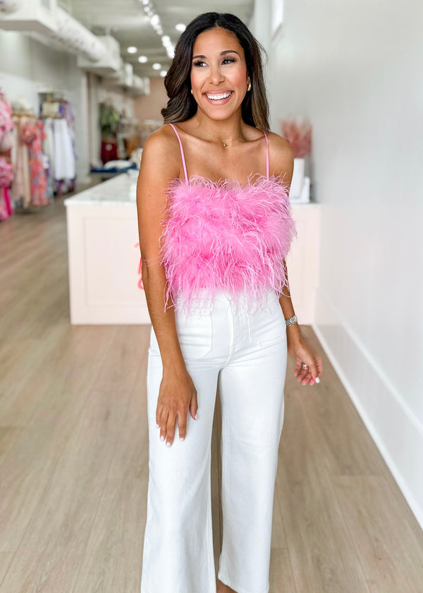 Phoebe Feather Tank Pink