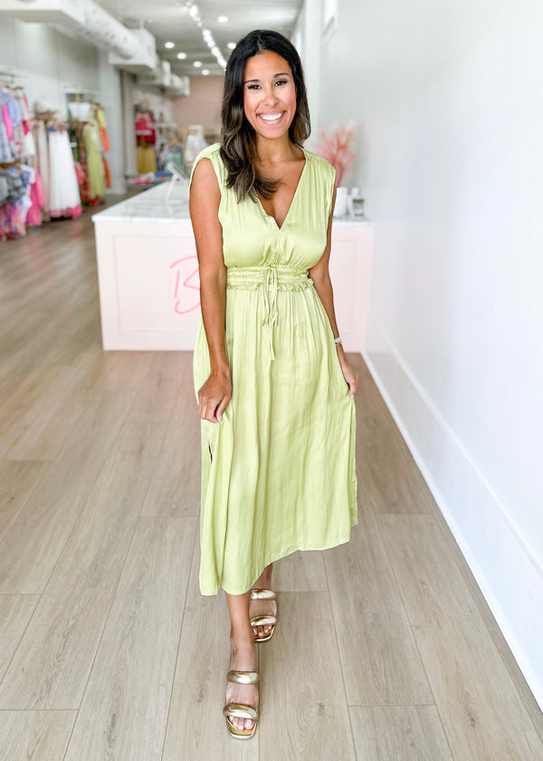 Dorian Satin Dress- Light Green