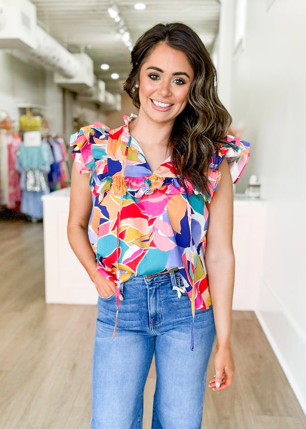 Geo Floral Bib Top