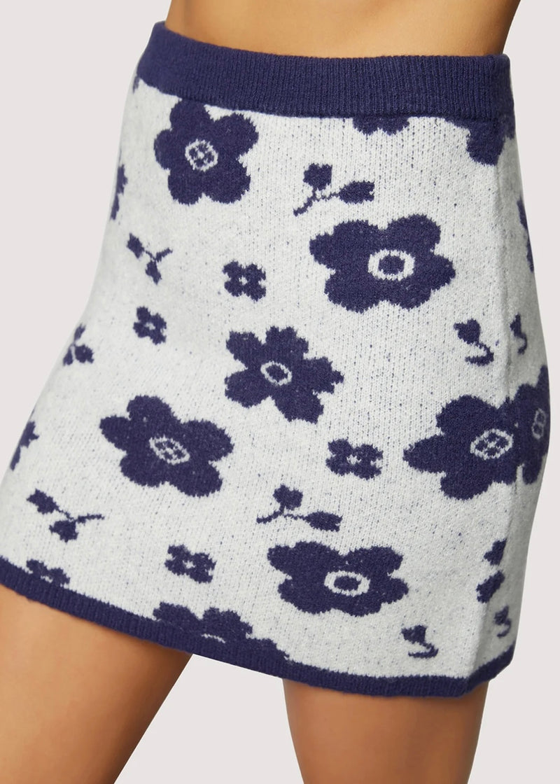 Flower Mini Skirt- Navy