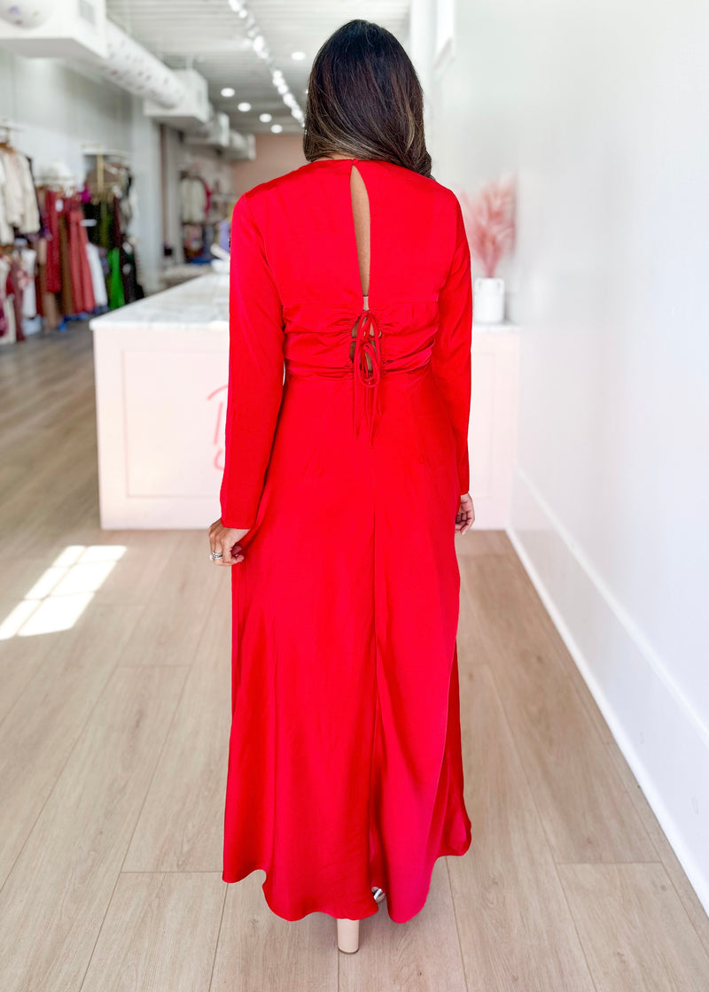 Jane Long Sleeve Dress- Red