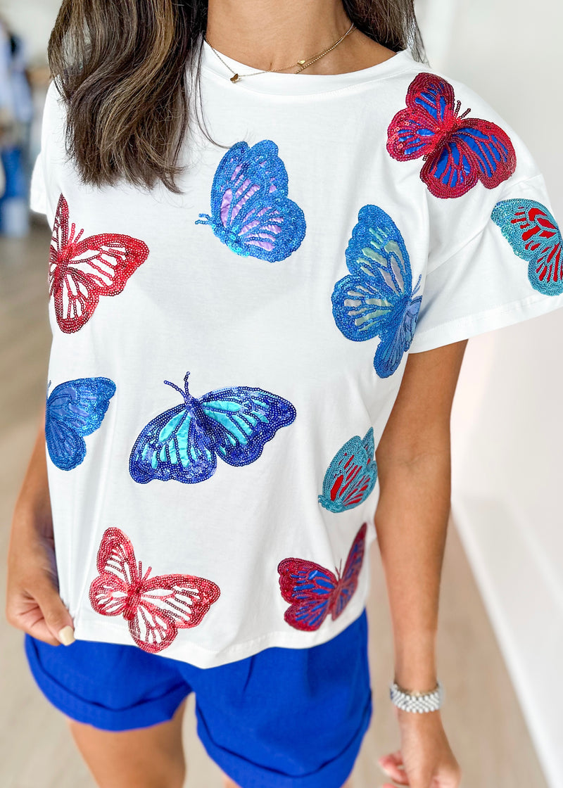 Red and Blue Butterfly Tee