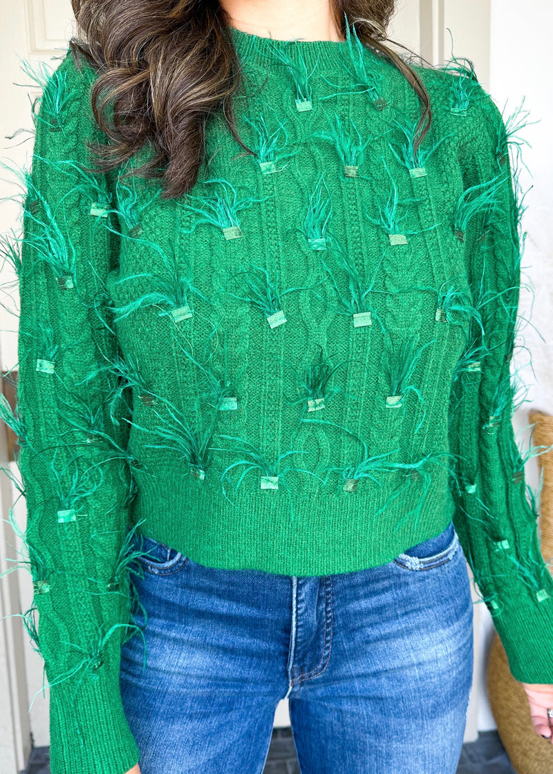 Cleo Feather Sweater- Green