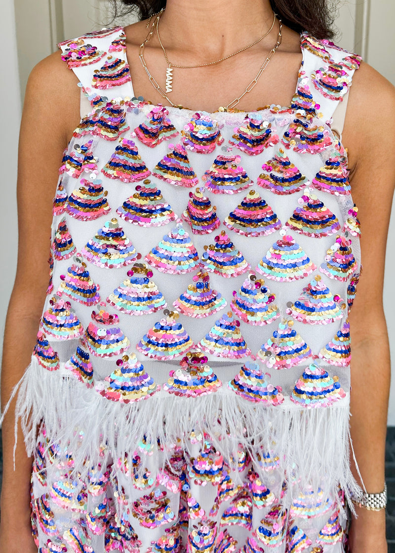 Sequin Triangle Feather Tank