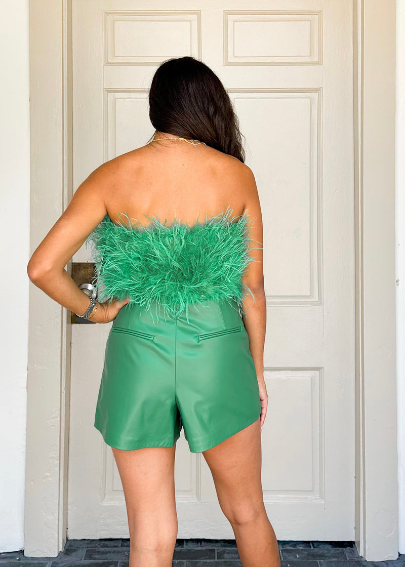 Fancy Feather Top- Green