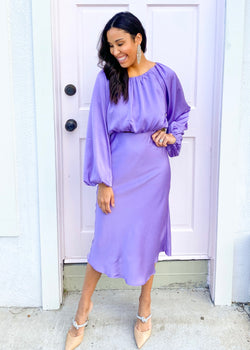 Adonia Satin Skirt Purple