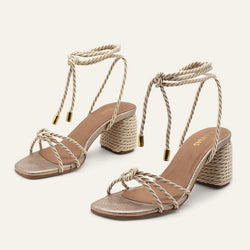 Selena Knotted Heel- Champagne