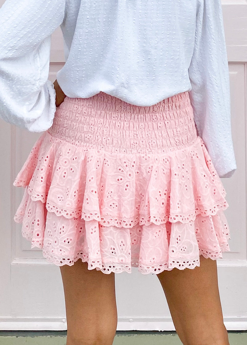 Eyelet Mini Skirt- Light Pink